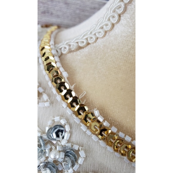 Vintage Eve's Allure Sequin Beaded Silk Dress Lrg - Picture 5 of 8